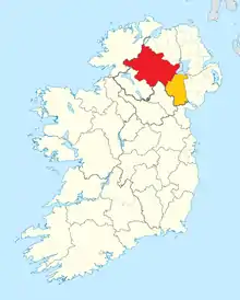 County Armagh and County Tyrone shown within Ireland