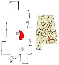 Location of Luverne in Crenshaw County, Alabama.