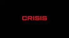 The word CRISIS written in red on a black background