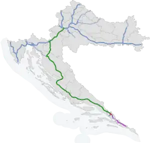 The A1 runs through Dalmatia in Croatia.