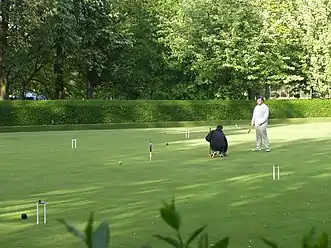 Croquet being played at a croquet club in Edinburgh, Scotland