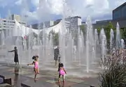 Crown Center Square fountains.