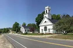 Croydon town center: Town Hall on left, First Congregational Church on right