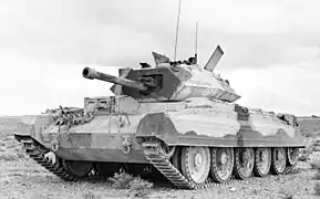 Crusader tank mk III main British built tank in British service in the middle of World War II. However it was not the most numerous in service. The main British tank in 1942 was the M3 Lee and the M3 Grant a British variant of it and in 1943 it was early M4 Sherman variants.