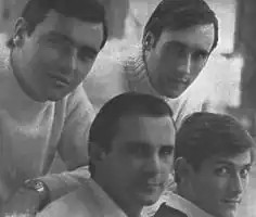 First line-up of Cuarteto Zupay in 1967. Top: Aníbal López Monteiro and Pedro Pablo García Caffi. Bottom: Eduardo Vittar Smith and Juan José García Caffi (from left to right).