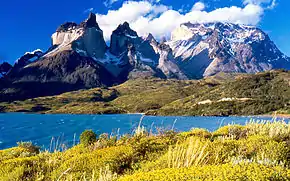 Cuernos del Paine from Lake Pehoé