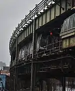 Manhattan-bound F train of R160s enters the station