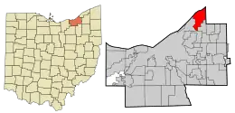 Location in Cuyahoga County and the state of Ohio