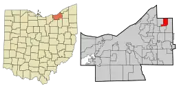 Location in Cuyahoga County and the state of Ohio