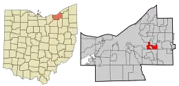 Location in Cuyahoga County and the state of Ohio