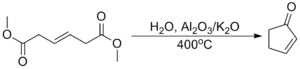 Industrial synthesis of cyclopentenone