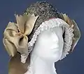 Mobcap with gold brocade, gold lace and sequins worn by wealthy ladies in Żywiec, Poland