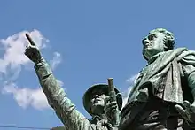 Sculpture of the first man to climb Mont Blanc alongside his patron