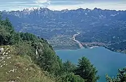 The town and the  Lago di Santa Croce.