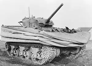 1944 Sherman DD (Duplex Drive) amphibious tank with float screens lowered