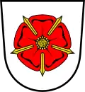 Coat of arms of Lippe: Argent, a rose Gules barbed and seeded Or