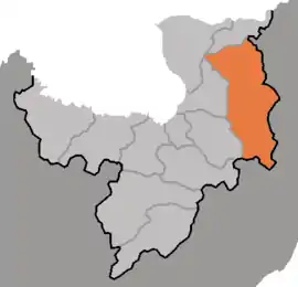 Map of Ryanggang showing the location of Paegam