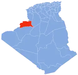 Map of Algeria highlighting Béchar