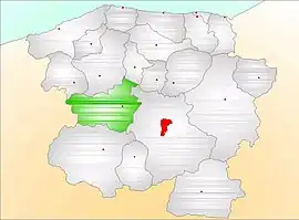 Map showing Daday District (green) in Kastamonu Province