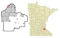 Location of the city of Mendotawithin Dakota County, Minnesota