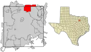 Location within Dallas County and the state of Texas