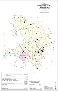 Map showing Pakhrauli (#994) in Dalmau CD block