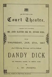 cover of theatre programme giving the details of the title, producers and date of production