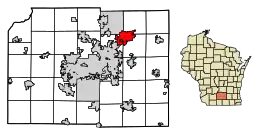 Location of Sun Prairie in Dane County, Wisconsin.