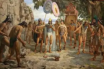 Moctezuma II visitando las tumbas de sus antepasados by Daniel del Valle.