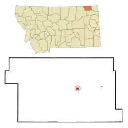 Location of Scobey, Montana