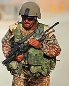 Soldier wearing the M/01 uniform with elements from the M/84