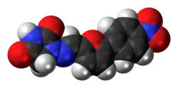 Space-filling model of the dantrolene molecule