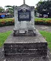 Historical marker on a stand-alone pedestal