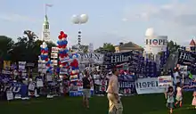 Supporters of various candidates gathered on The Green