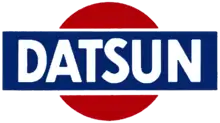 The "classic" Datsun logo, based on the flag of Japan and Japan's nickname as the "Land of the Rising Sun"