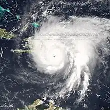 Hurricane David at peak intensity prior to landfall in the Dominican Republic