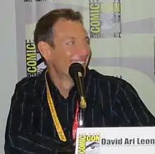 David Ari Leon at Comic-Con speaking on a panel of composers in San Diego, July 2012.