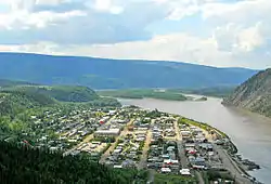 alt+aerial view of Dawson City