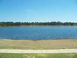 Aerial view of Lake DeFuniak in DeFuniak Springs, Florida.