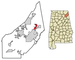 Location of Hammondville in DeKalb County, Alabama.