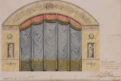 Transformable room for show, concert and dance, 1779.