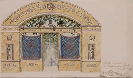 Transformable room for show, concert and dance, 1799.