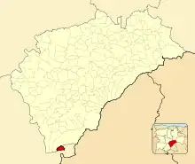 Location of the Dehesa de la Cepeda enclave, in red next to the province of Segovia