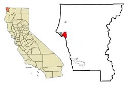 Location in Del Norte County and the state of California