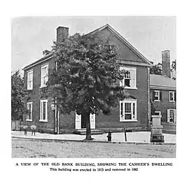 The old Delaware County National Bank built in 1815 and demolished in 1882