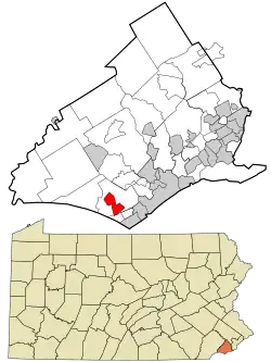 Location in Delaware County and the U.S. state of Pennsylvania