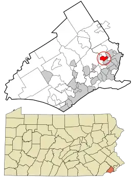 Location in Delaware County and the U.S. state of Pennsylvania.