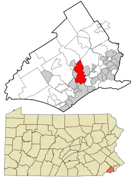 Location in Delaware County and the U.S. state of Pennsylvania