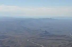 A photo of the Delaware Mountains from the north in the Guadalupe Mountains