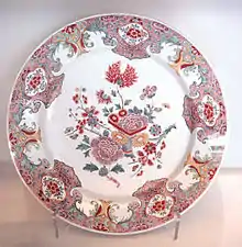 Dutch Delftware plate, faience, famille rose, 1760-1780.